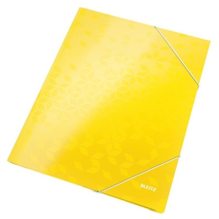 Pasta de Elásticos Leitz WOW 3982-01-16 A4 300g 3 Abas Amarelo Limão
