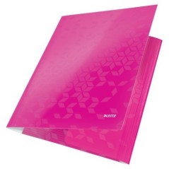 Pasta de Elásticos Leitz WOW 3982-01-23 A4 300g 3 Abas Rosa Metálico