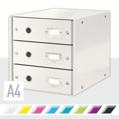 Bloco de 3 Gavetas Leitz WOW Click & Store 6048-00-01 A4 Branco