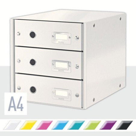 Bloco de 3 Gavetas Leitz WOW Click & Store 6048-00-01 A4 Branco