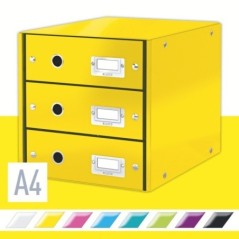 Bloco de 3 Gavetas Leitz WOW Click & Store 6048-00-16 A4 Amarelo