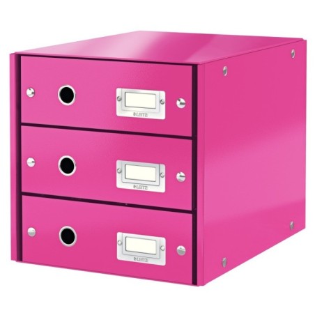 Bloco de 3 Gavetas Leitz WOW Click & Store 6048-00-23 A4 Rosa