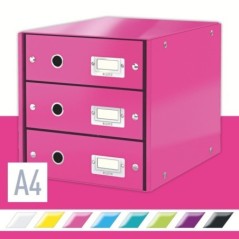 Bloco de 3 Gavetas Leitz WOW Click & Store 6048-00-23 A4 Rosa