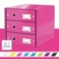 Bloco de 3 Gavetas Leitz WOW Click & Store 6048-00-23 A4 Rosa