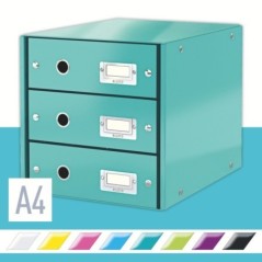 Bloco de 3 Gavetas Leitz WOW Click & Store 6048-00-51 A4 Turquesa