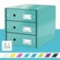 Bloco de 3 Gavetas Leitz WOW Click & Store 6048-00-51 A4 Turquesa