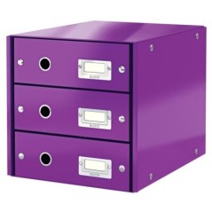 Bloco de 3 Gavetas Leitz WOW Click & Store 6048-00-62 A4 Violeta