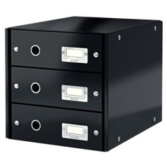 Bloco de 3 Gavetas Leitz WOW Click & Store 6048-00-95 A4 Preto
