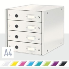 Bloco de 4 Gavetas Leitz WOW Click & Store 6049-00-01 A4 Branco