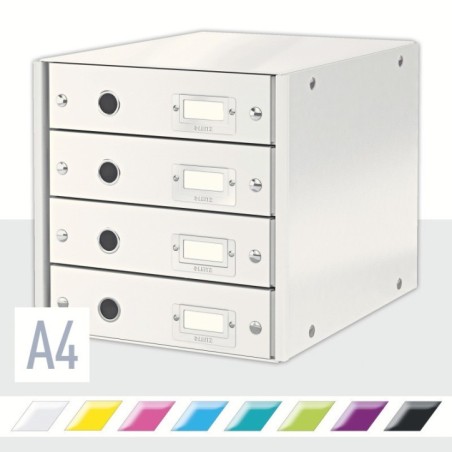 Bloco de 4 Gavetas Leitz WOW Click & Store 6049-00-01 A4 Branco