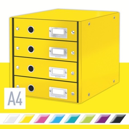 Bloco de 4 Gavetas Leitz WOW Click & Store 6049-00-16 A4 Amarelo