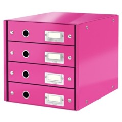 Bloco de 4 Gavetas Leitz WOW Click & Store 6049-00-23 A4 Rosa