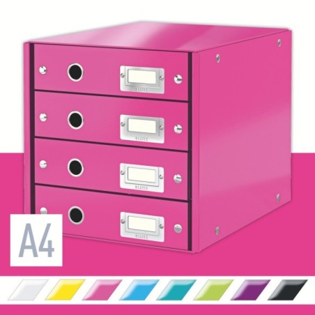 Bloco de 4 Gavetas Leitz WOW Click & Store 6049-00-23 A4 Rosa