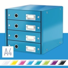 Bloco de 4 Gavetas Leitz WOW Click & Store 6049-00-36 A4 Azul