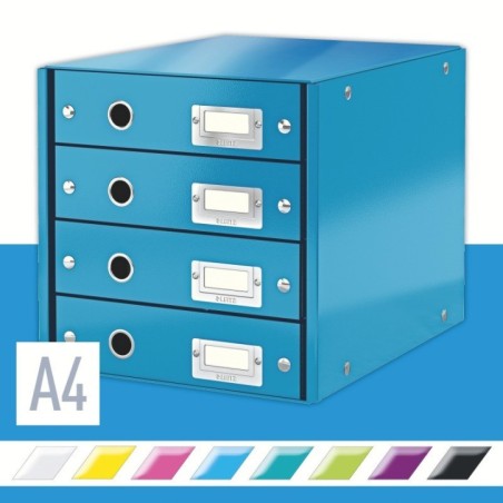 Bloco de 4 Gavetas Leitz WOW Click & Store 6049-00-36 A4 Azul