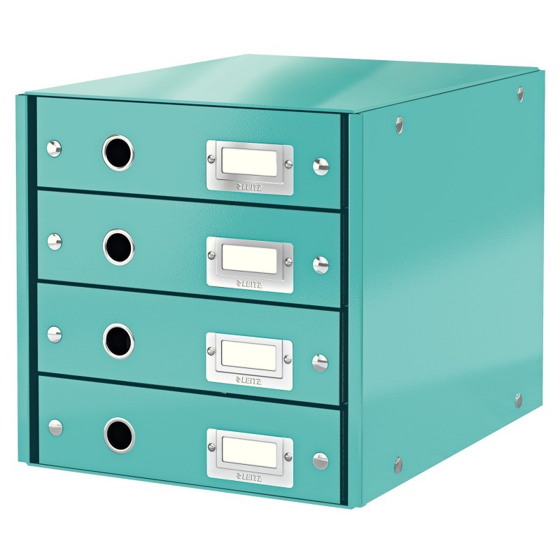 Bloco de 4 Gavetas Leitz WOW Click & Store 6049-00-51 A4 Turquesa