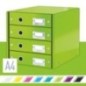 Bloco de 4 Gavetas Leitz WOW Click & Store 6049-00-54 A4 Verde