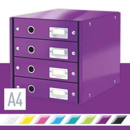 Bloco de 4 Gavetas Leitz WOW Click & Store 6049-00-62 A4 Violeta