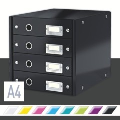Bloco de 4 Gavetas Leitz WOW Click & Store 6049-00-95 A4 Preto