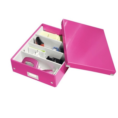 Caixa de Arrumação Leitz WOW Click & Store 6058-00-23 Rosa