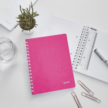 Caderno de Espiral Leitz WOW 4639-01-23 A5 80F 80g Pautado Rosa