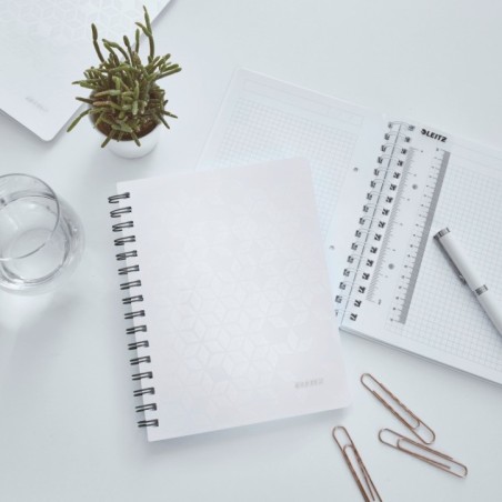 Caderno de Espiral Leitz WOW 4641-01-01 A5 80F 80g Quadriculado Branco