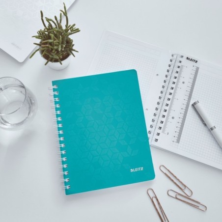Caderno de Espiral Leitz WOW 4641-01-51 A5 80F 80g Quadriculado Turquesa