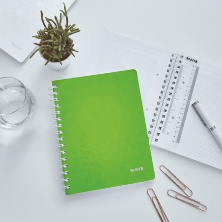 Caderno de Espiral Leitz WOW 4641-01-54 A5 80F 80g Quadriculado Verde