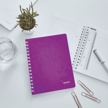 Caderno de Espiral Leitz WOW 4641-01-62 A5 80F 80g Quadriculado Violeta