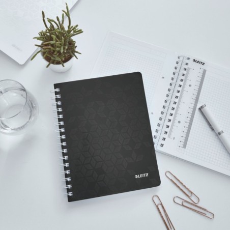 Caderno de Espiral Leitz WOW 4641-01-95 A5 80F 80g Quadriculado Preto