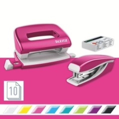 Conjunto Agrafador+Furador Leitz WOW NeXXt Mini 5561-22-23 Rosa
