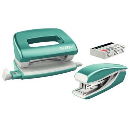Conjunto Agrafador+Furador Leitz WOW NeXXt Mini 5561-22-51 Turquesa