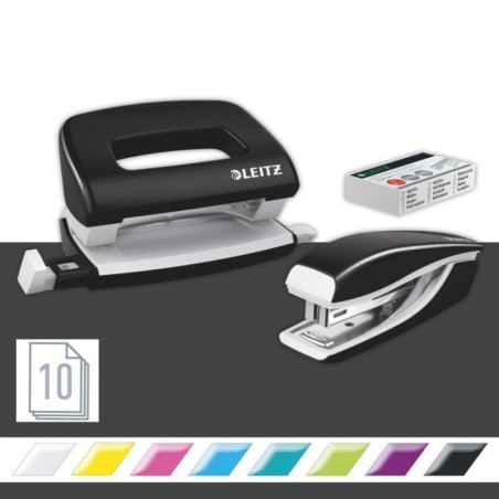 Conjunto Agrafador+Furador Leitz WOW NeXXt Mini 5561-22-95 Preto