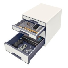 Bloco de 4 Gavetas Leitz WOW Cube 5213-20-01 A4+ Branco/Cinzento