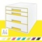 Bloco de 4 Gavetas Leitz WOW Cube 5213-20-16 A4+ Branco/Amarelo Bloco de 4 Gavetas Leitz WOW Cube 5213-20-16 A4+ Branco/Amarelo