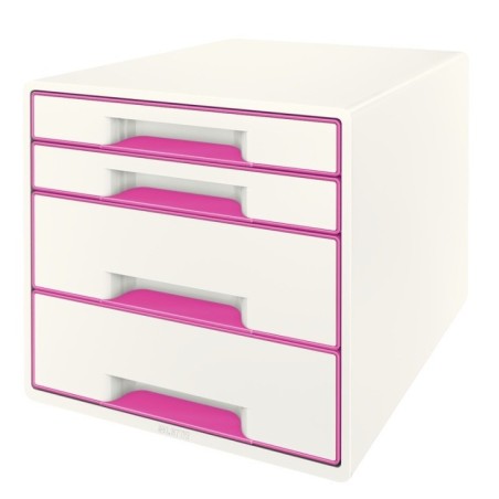 Bloco de 4 Gavetas Leitz WOW Cube 5213-20-23 A4+ Branco/Rosa