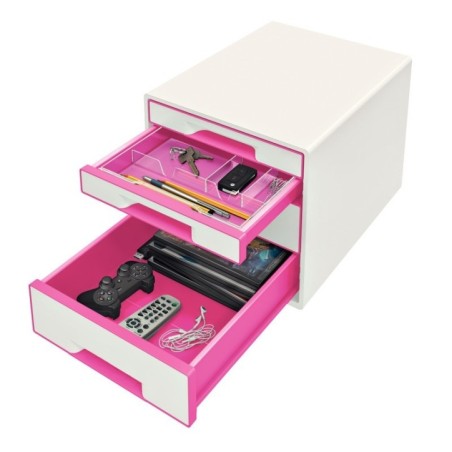 Bloco de 4 Gavetas Leitz WOW Cube 5213-20-23 A4+ Branco/Rosa
