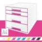 Bloco de 4 Gavetas Leitz WOW Cube 5213-20-23 A4+ Branco/Rosa Bloco de 4 Gavetas Leitz WOW Cube 5213-20-23 A4+ Branco/Rosa