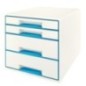 Bloco de 4 Gavetas Leitz WOW Cube 5213-20-36 A4+ Branco/Azul Bloco de 4 Gavetas Leitz WOW Cube 5213-20-36 A4+ Branco/Azul