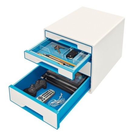 Bloco de 4 Gavetas Leitz WOW Cube 5213-20-36 A4+ Branco/Azul