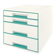 Bloco de 4 Gavetas Leitz WOW Cube 5213-20-51 A4+ Branco/Turquesa