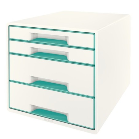 Bloco de 4 Gavetas Leitz WOW Cube 5213-20-51 A4+ Branco/Turquesa