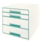Bloco de 4 Gavetas Leitz WOW Cube 5213-20-51 A4+ Branco/Turquesa
