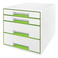 Bloco de 4 Gavetas Leitz WOW Cube 5213-20-54 A4+ Branco/Verde