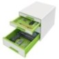 Bloco de 4 Gavetas Leitz WOW Cube 5213-20-54 A4+ Branco/Verde Bloco de 4 Gavetas Leitz WOW Cube 5213-20-54 A4+ Branco/Verde