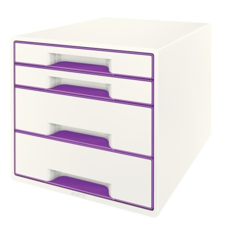 Bloco de 4 Gavetas Leitz WOW Cube 5213-20-62 A4+ Branco/Violeta
