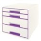 Bloco de 4 Gavetas Leitz WOW Cube 5213-20-62 A4+ Branco/Violeta Bloco de 4 Gavetas Leitz WOW Cube 5213-20-62 A4+ Branco/Violeta