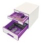 Bloco de 4 Gavetas Leitz WOW Cube 5213-20-62 A4+ Branco/Violeta Bloco de 4 Gavetas Leitz WOW Cube 5213-20-62 A4+ Branco/Violeta