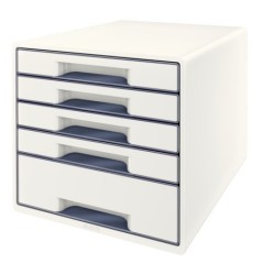 Bloco de 5 Gavetas Leitz WOW Cube 5214-20-01 A4+ Branco/Cinzento