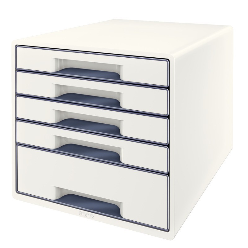 Bloco de 5 Gavetas Leitz WOW Cube 5214-20-01 A4+ Branco/Cinzento